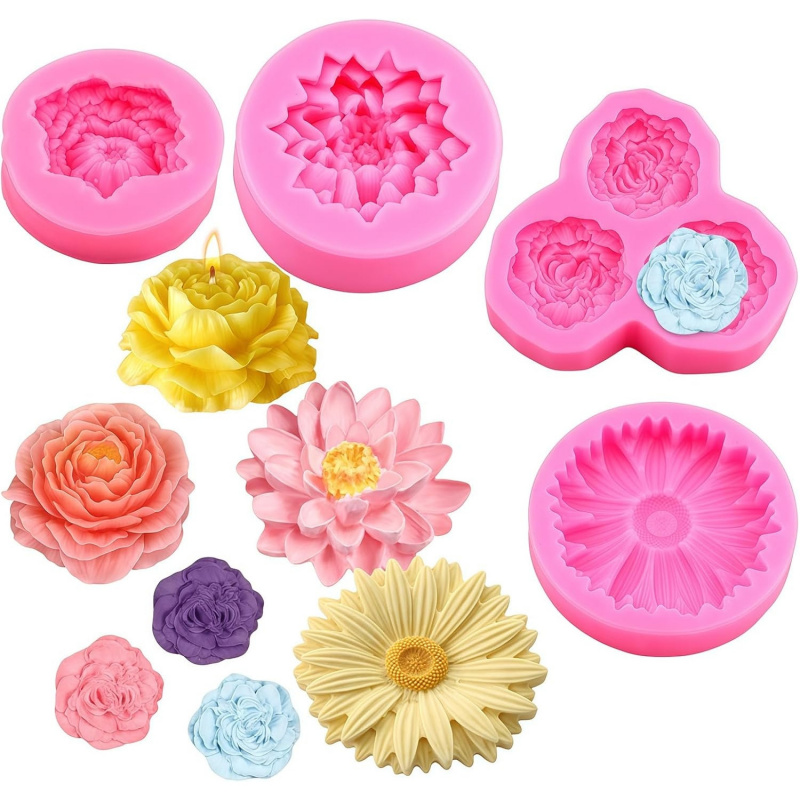 Soap Making Kit Amazon - 6홀 3D 꽃무늬 실리콘 몰드 세트(총