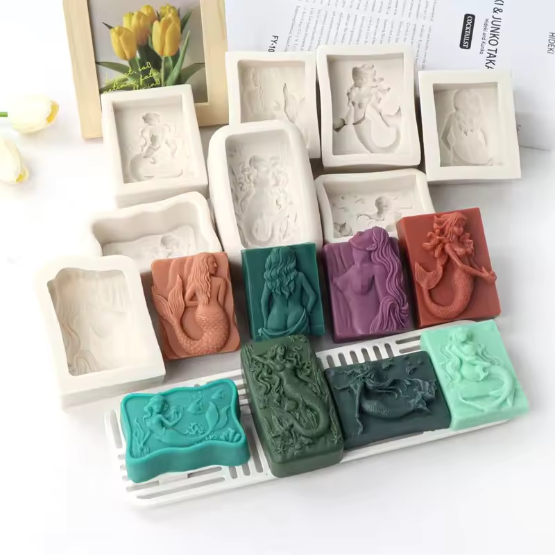 Soap Making Equipment For Beginners - 직사각형 바다 스타일 3D 인어 캔들