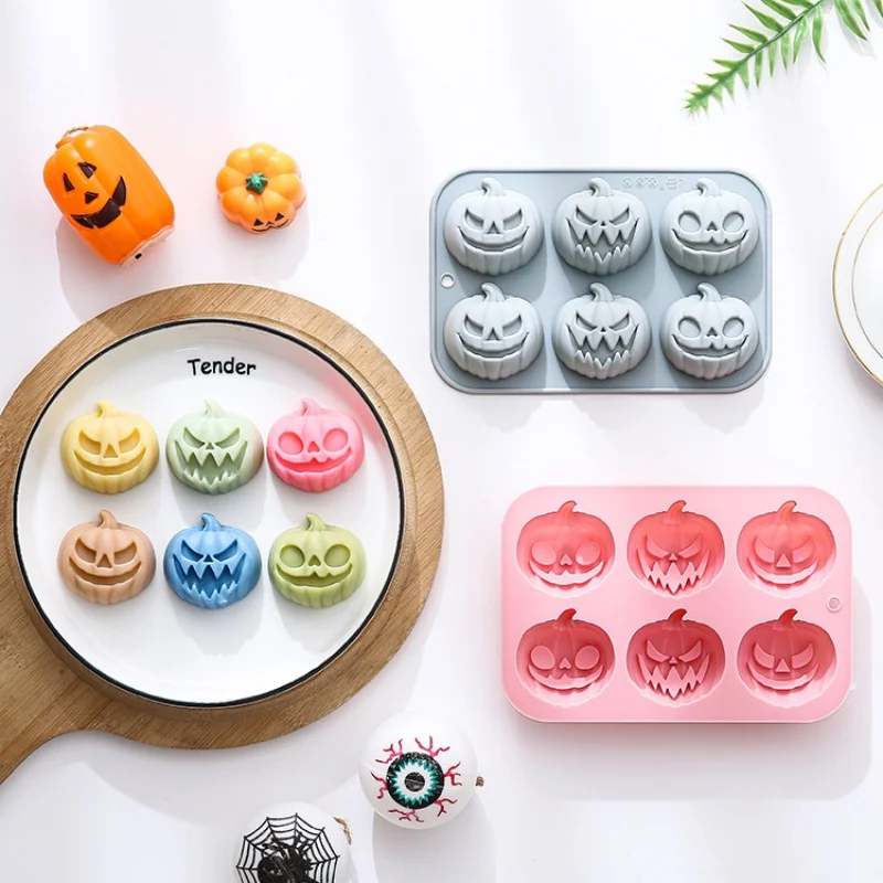 Soap Making Organic - 6-in-3 호박 모양 실리콘 몰드 할로윈