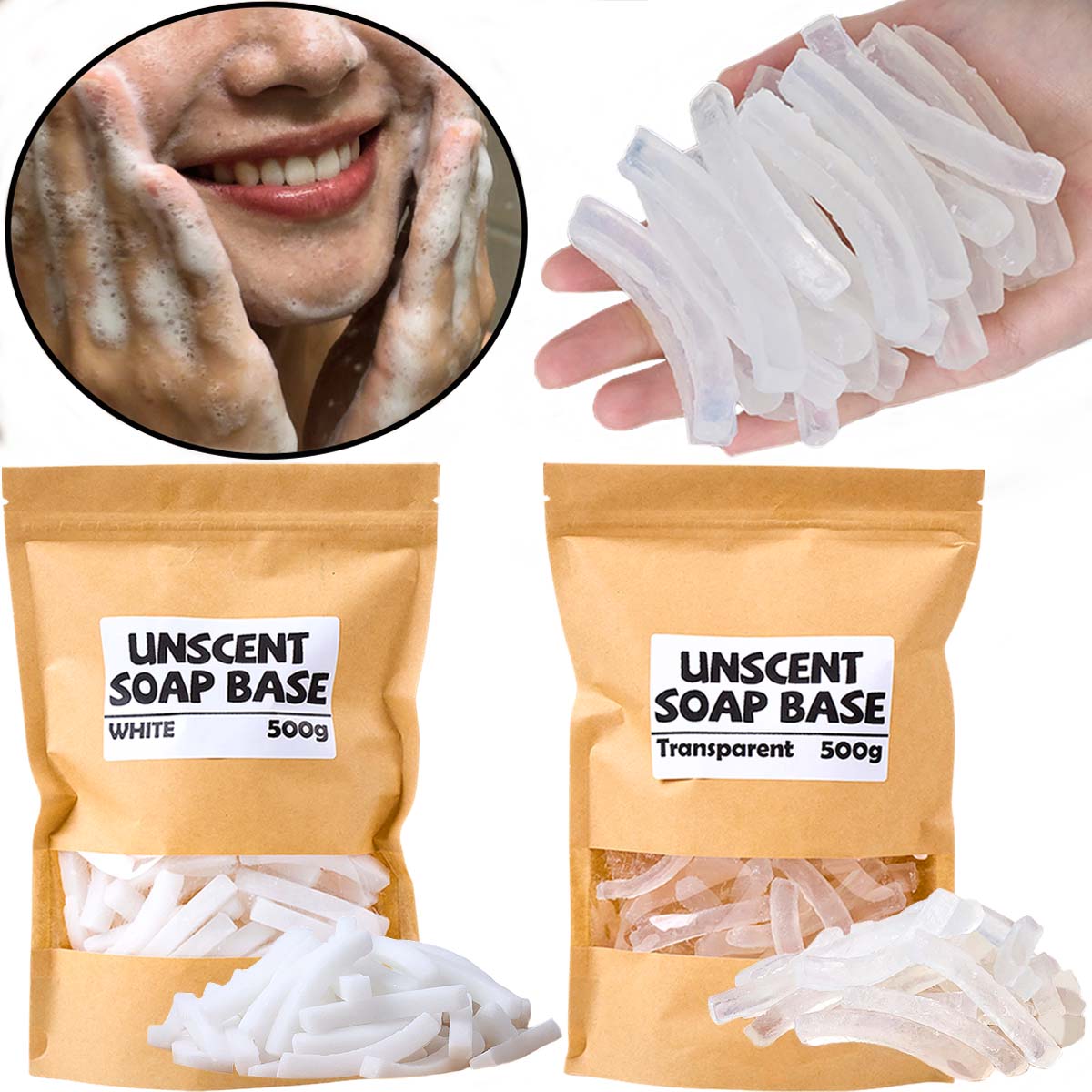 Soap Making Raw Material - 500g 투명 흰색 비누 베이스 DIY