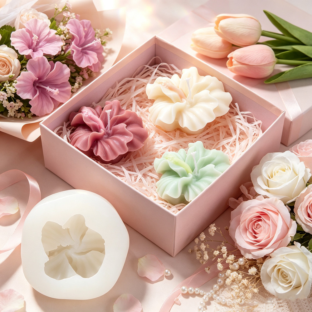 Soap Making Kit Amazon - 2pcs 히비스커스 꽃 양초 금형, 폴리머