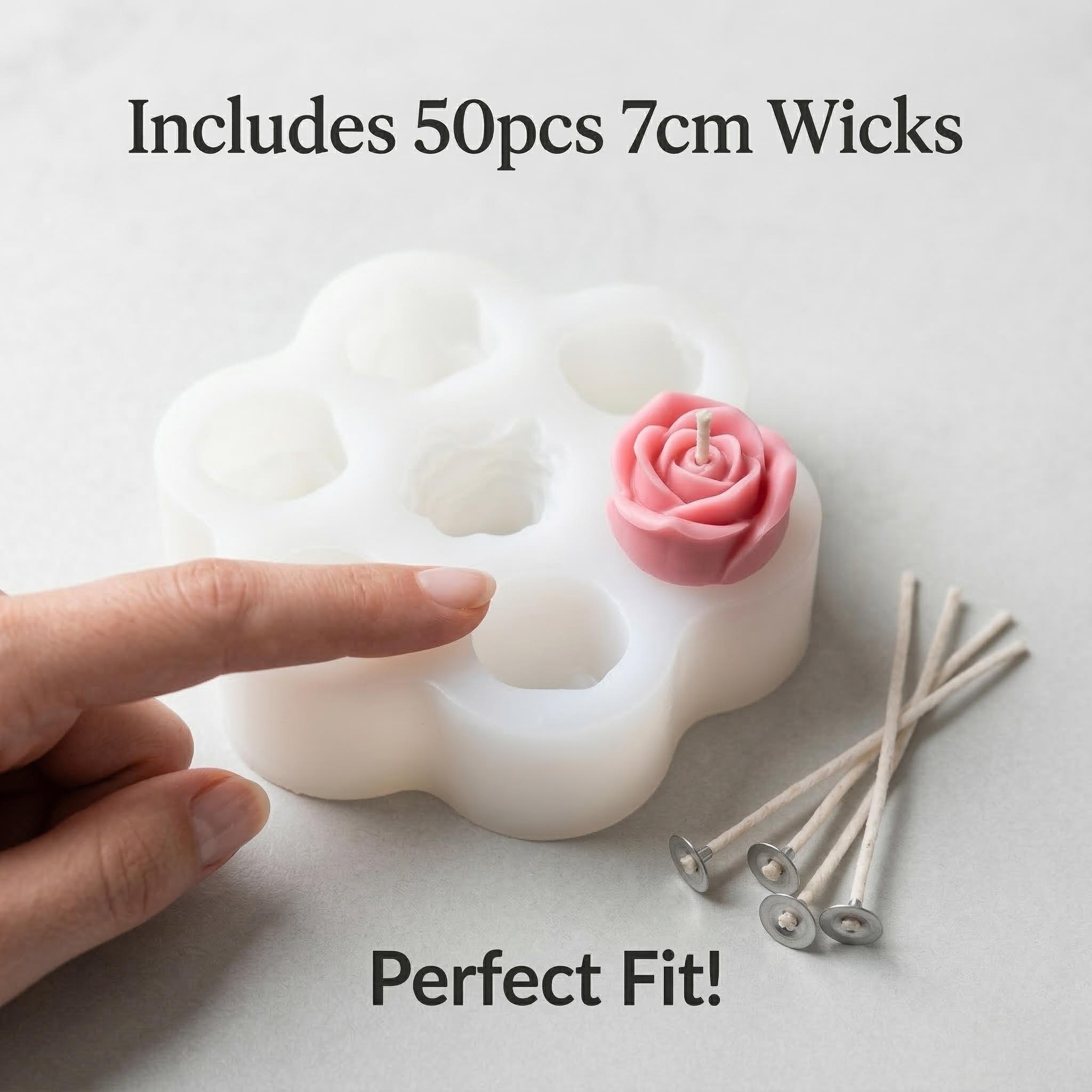 3D 장미꽃 실리콘 캔들 몰드 세트 (50개 7cm 심 - Soap Making Kit Amazon 리뷰 및 가격