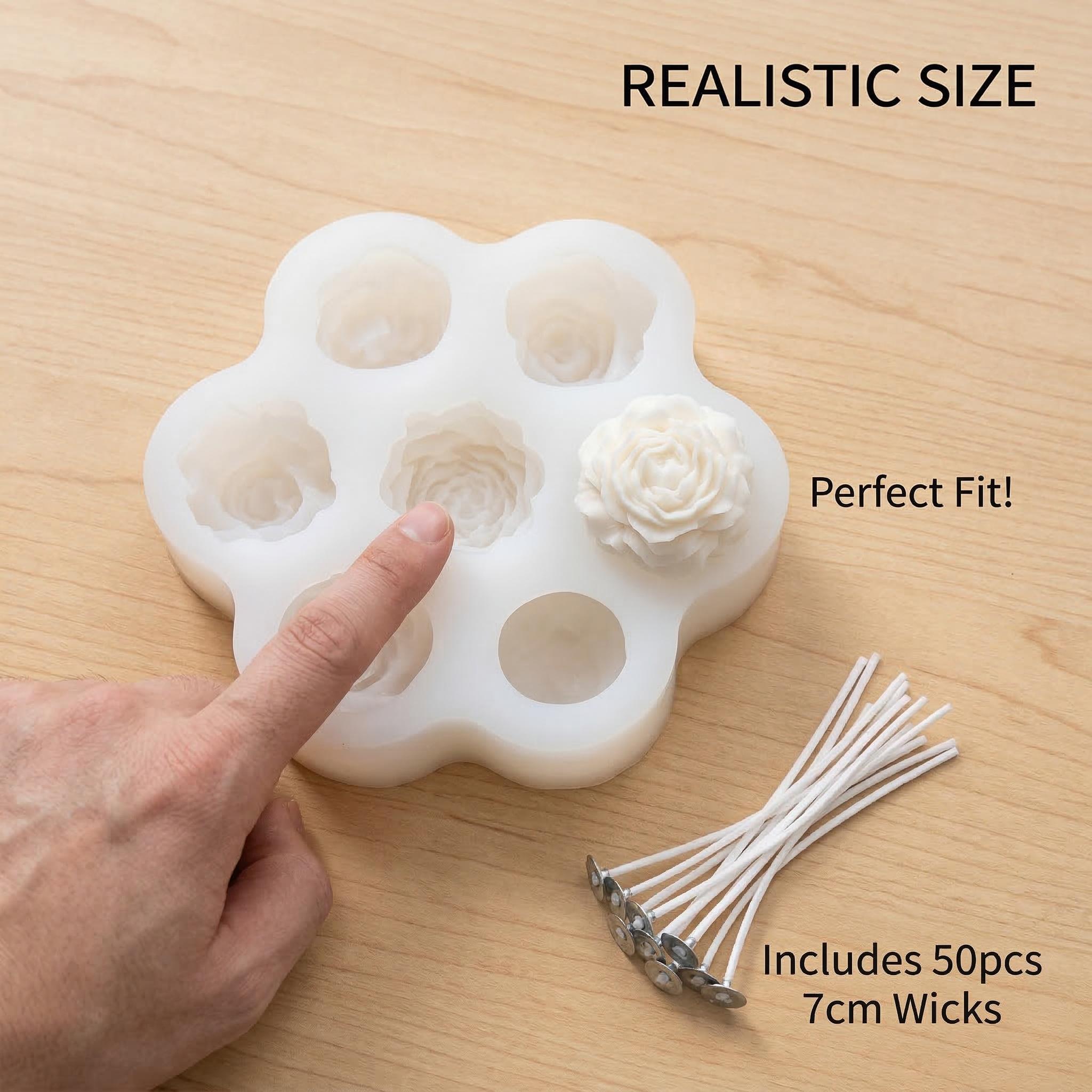 3D 장미꽃 실리콘 캔들 몰드 세트 (50개 7cm 심 - Soap Making Kit Amazon 리뷰 및 가격