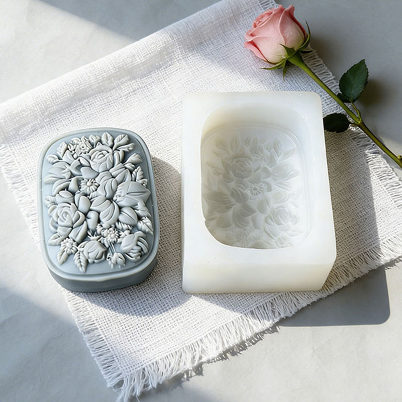 정사각형 꽃무늬 실리콘 비누 몰드 (장미와 가드니아 패 - Soap Making Home 리뷰 및 가격