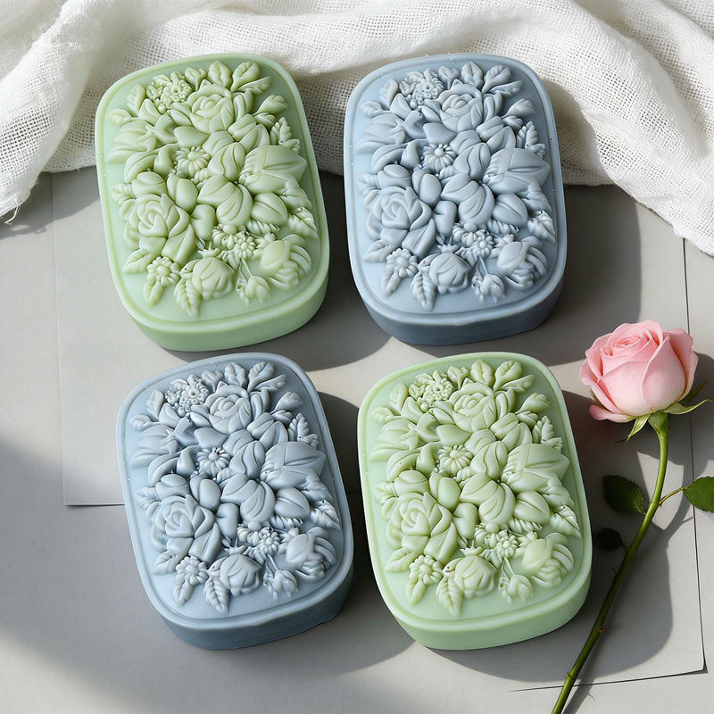 정사각형 꽃무늬 실리콘 비누 몰드 (장미와 가드니아 패 - Soap Making Home 리뷰 및 가격